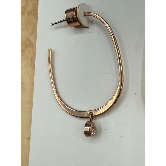 Michael Kors Rose Gold-Tone Stainless Hoop Earrings wCubic Zirconia - Picture 7 of 7